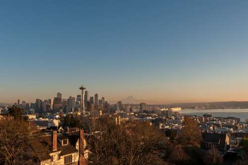 Seattle Skyline And Mountains Photo