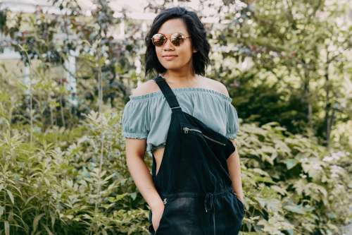 Woman In Fashionable Dungarees Photo