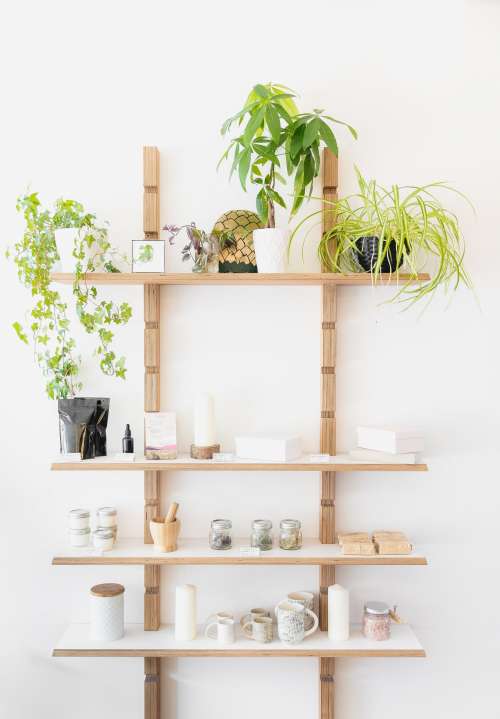 Wooden Shelves On A Wall Photo