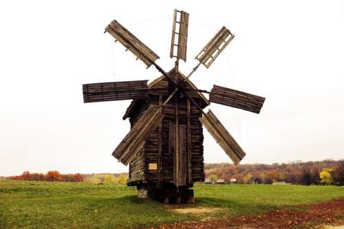 Wooden Windmill Model Photo