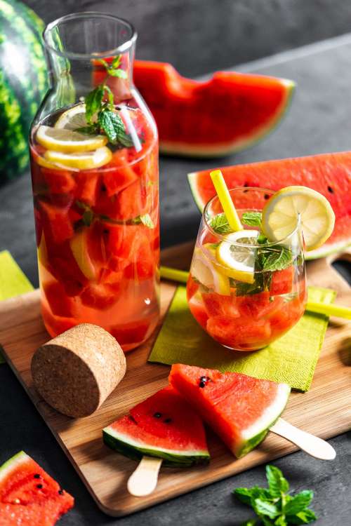 Watermelon Summer Drink with Watermelon Popsicles Free Photo