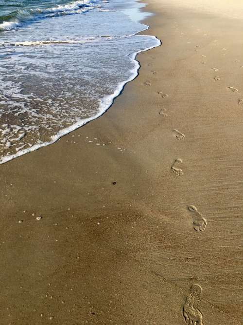 Beach Sand Footprints Relaxation