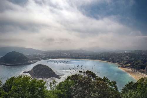 Beach City Sky Panoramic San Sebastian Clouds