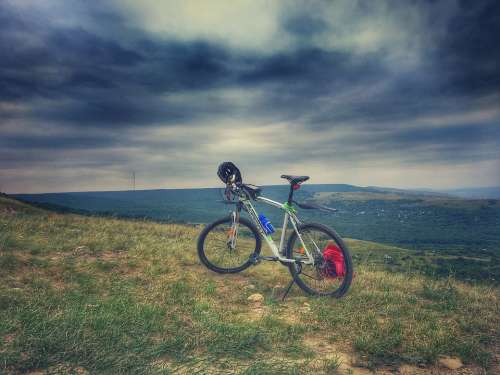 Bike Sky Clouds Nature Leisure Landscape Travel