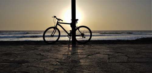 Bike Sunset Silhouette Abendstimmung Cycling Dusk