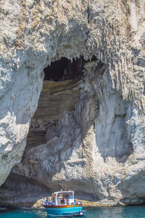 Capri Italy Cave Wall Scenic Coast Vacation Rock
