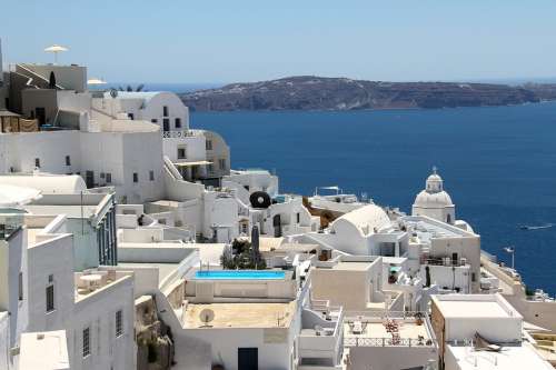 Fira Santorini Greece Holiday Sea Travel Blue