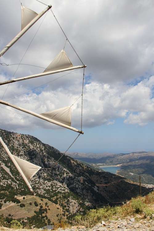 Lassithi Crete Mill Plateau Landscape Greece