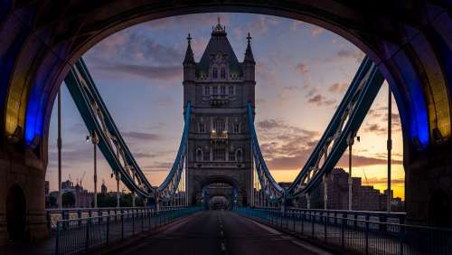 London Tower Bridge Bridge England Sunrise