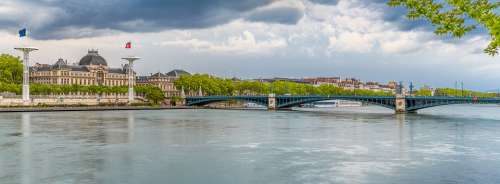 Lyon River Bridge Water Rhône