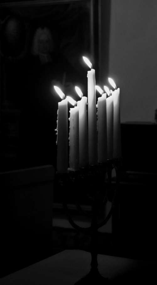 Mennorah Judaism Monochrome Candles Religion Faith