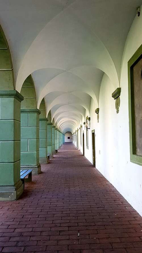 Monastery Benediktbeuern Vault Gang Columnar
