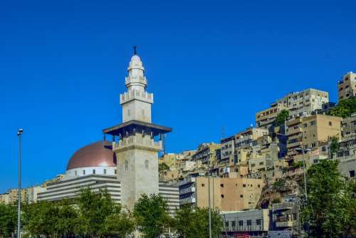 Mosque City Islam Religion Arabic Amman Jordan