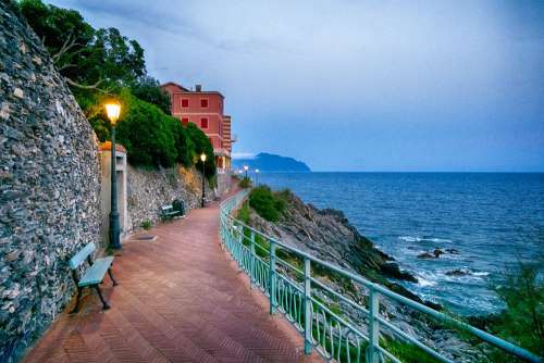 Nerves Italy Liguria Genoa Landscape Nocturne