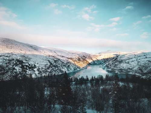Norway Fjords Nature Landscape Sunset Sky Scenic