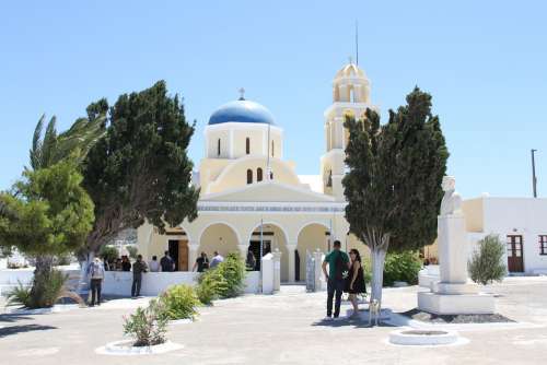 Oia Church Santorini Greece Blue White Travel