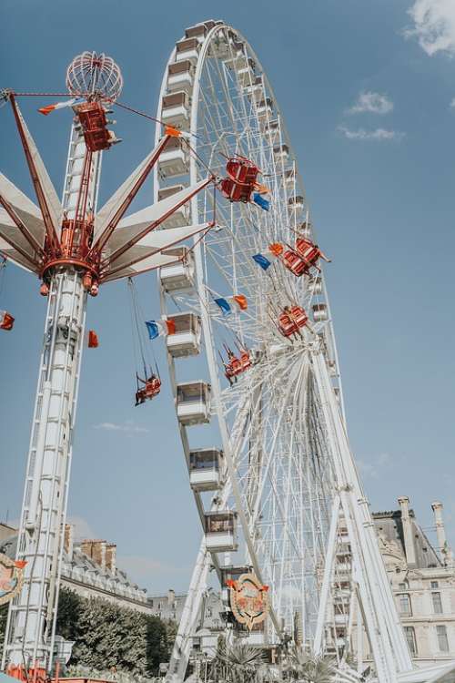 Paris Ferris Wheel Festival Tourism Sunset Ride