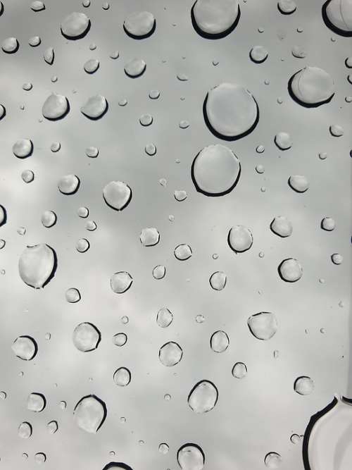 Raindrops Drops Glass Clouds Water Rain Wet