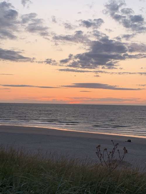 Sea Coast Evening Sunset Holland Domburg Beach