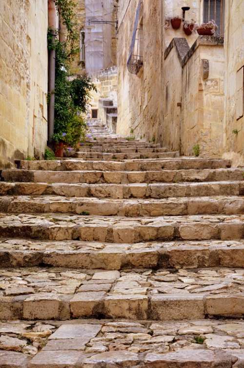 Stairs Ascent Scale Staircase Ancient Sassi
