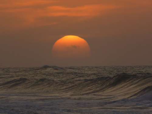 Sunset Sun Sea Horizon Beach Orange Summer Ocean