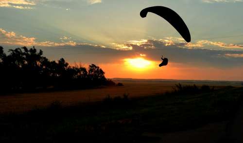 Sunset Paragliding Sky Parachute Adventure Freedom