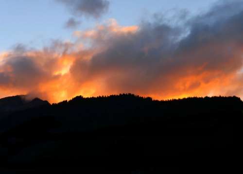 Sunset Mountain Nature Landscape Sky Clouds