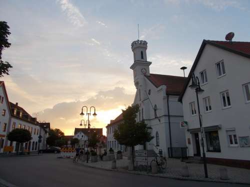 Town Hall Nandlstadt Bavaria Hallertau Sky Light