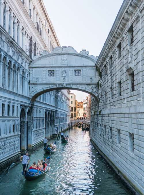 Venice Italy Gondola Sky Bridge Europe Canal