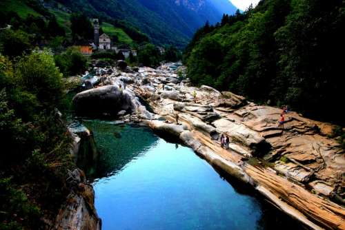Verzasca Valley Water Rock Switzerland Ticino