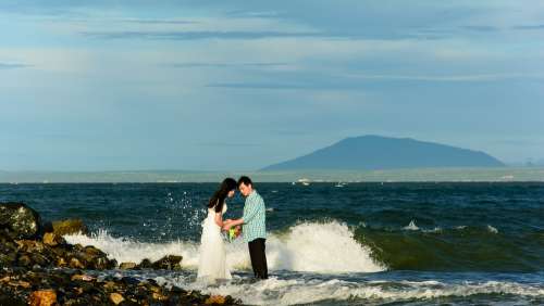 Wedding Sea Beach Ocean Couple Love Romantic