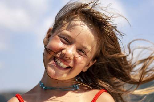 Young Girl Female Happy Summer Sunburnt Blonde