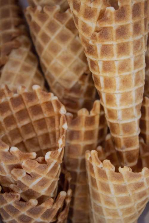 Honeycomb Pattern Ice-Cream Cones Piled Together Photo