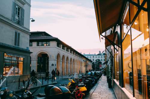 Parked Mopeds On A Parisian Street Photo