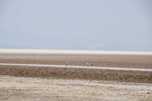 Tourists Traverse A Desolate Wasteland Photo