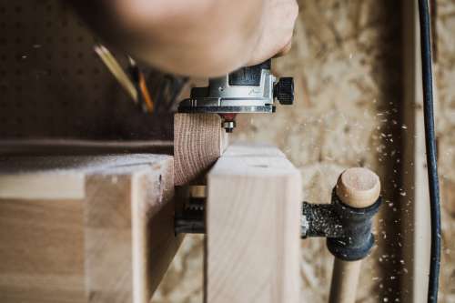 Wood In Wooden Clamp Photo