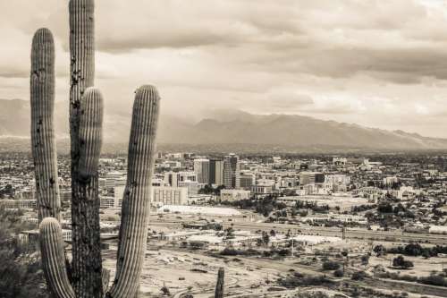 Sepia Toned view of Dowtown Tucson