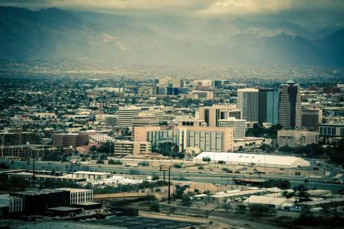 Colored view of Tucson, Arizona