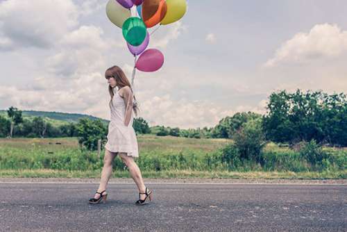 Woman & Colorful Balloons Free Photo 