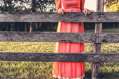 Red Dress & Wood Fence Free Photo 