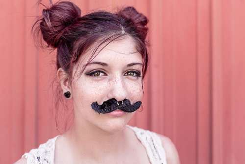 Woman With Moustache Free Photo 