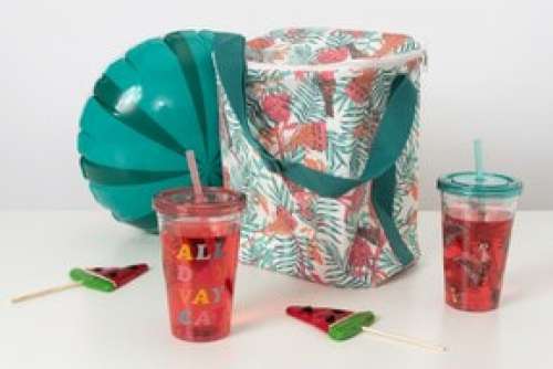 A Thermal Bag With Food For A Picnic, An Inflatable Toy To Have Some Fun In Water And Drinks On Top Of All Of That, As The Best Recipe For A Hot Summer Day Off