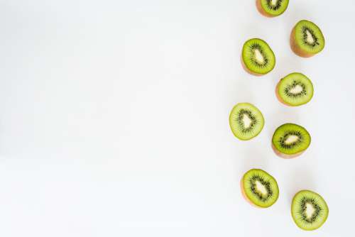 Sliced Kiwi Fruit on White Background