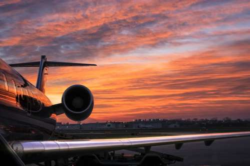 Airplane at Sunset