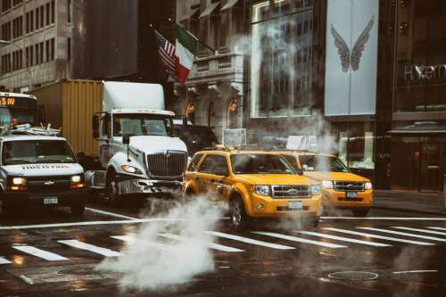 Yellow Cab in New York Street