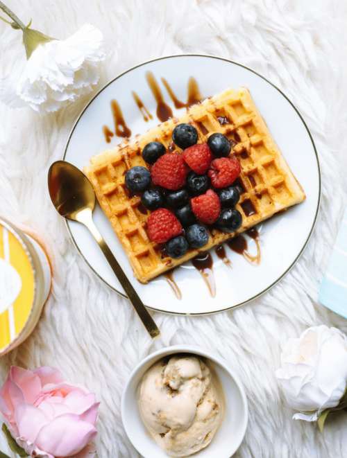 Flatlay Berry Waffles