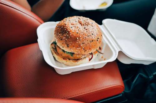Burger in Car