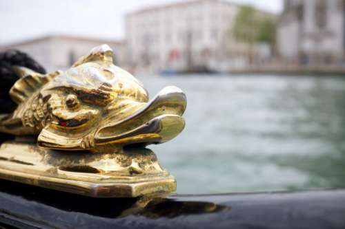 Gold Statue Venice Sea