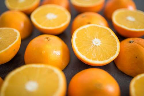 Sliced Oranges on Table