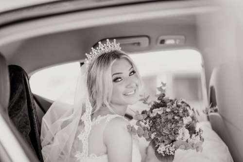 Wedding Bride in Car